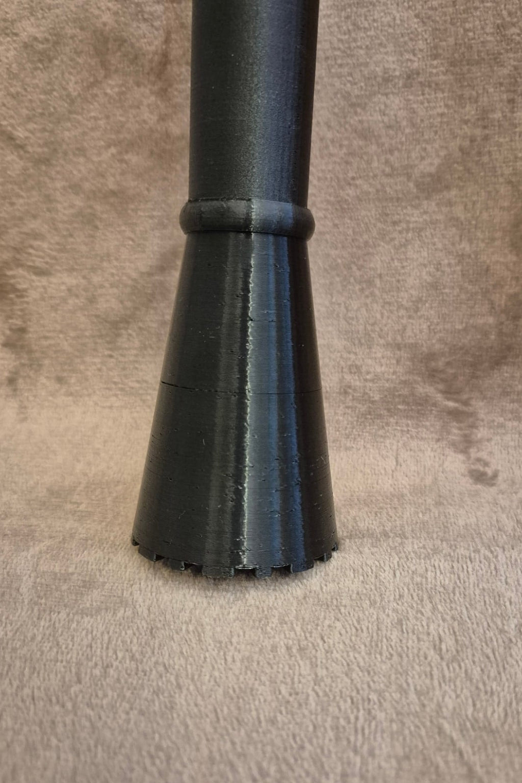 My Stick Style walking stick fitted with the large black ferrule designed for platform or higher shoes, providing strong grip and balance on varied surfaces.